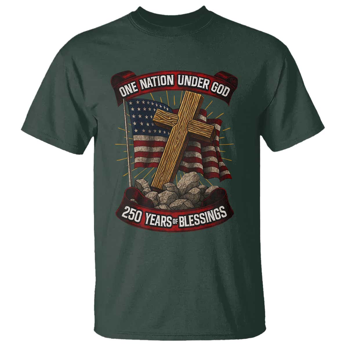 Blessings America T Shirt One Nation Under God USA 250th Anniversary Patriotic Christian - Wonder Print Shop
