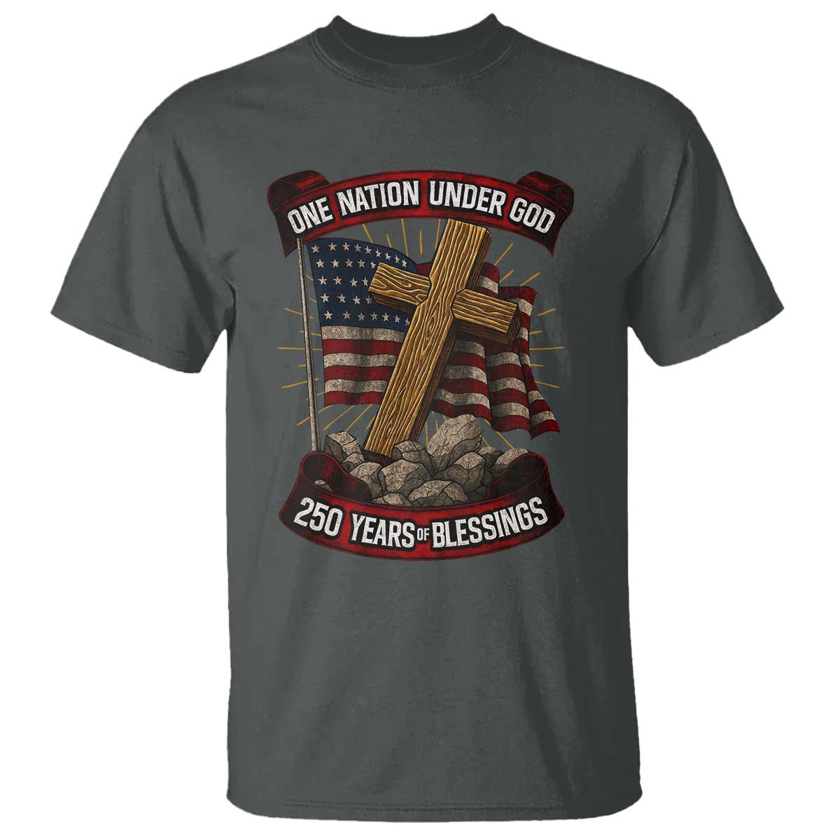 Blessings America T Shirt One Nation Under God USA 250th Anniversary Patriotic Christian - Wonder Print Shop