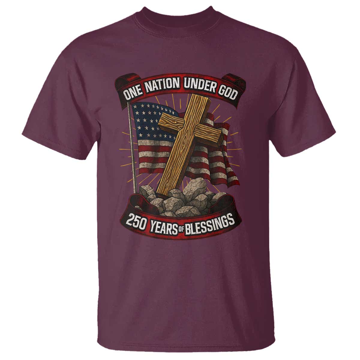 Blessings America T Shirt One Nation Under God USA 250th Anniversary Patriotic Christian - Wonder Print Shop