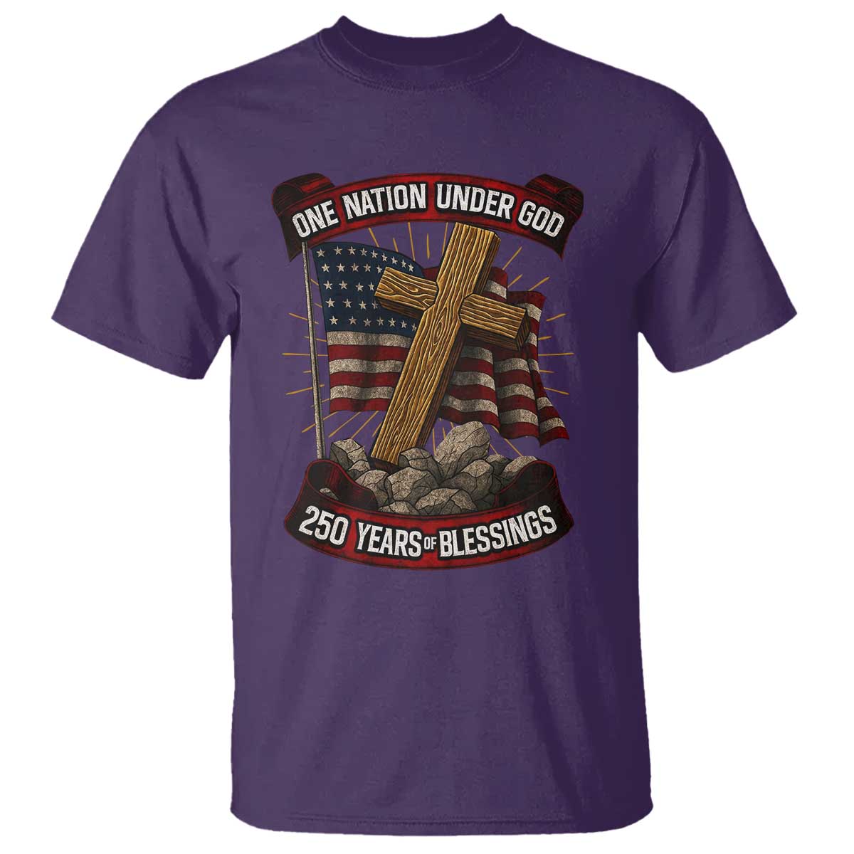 Blessings America T Shirt One Nation Under God USA 250th Anniversary Patriotic Christian - Wonder Print Shop