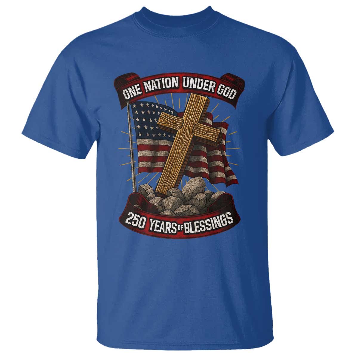 Blessings America T Shirt One Nation Under God USA 250th Anniversary Patriotic Christian - Wonder Print Shop