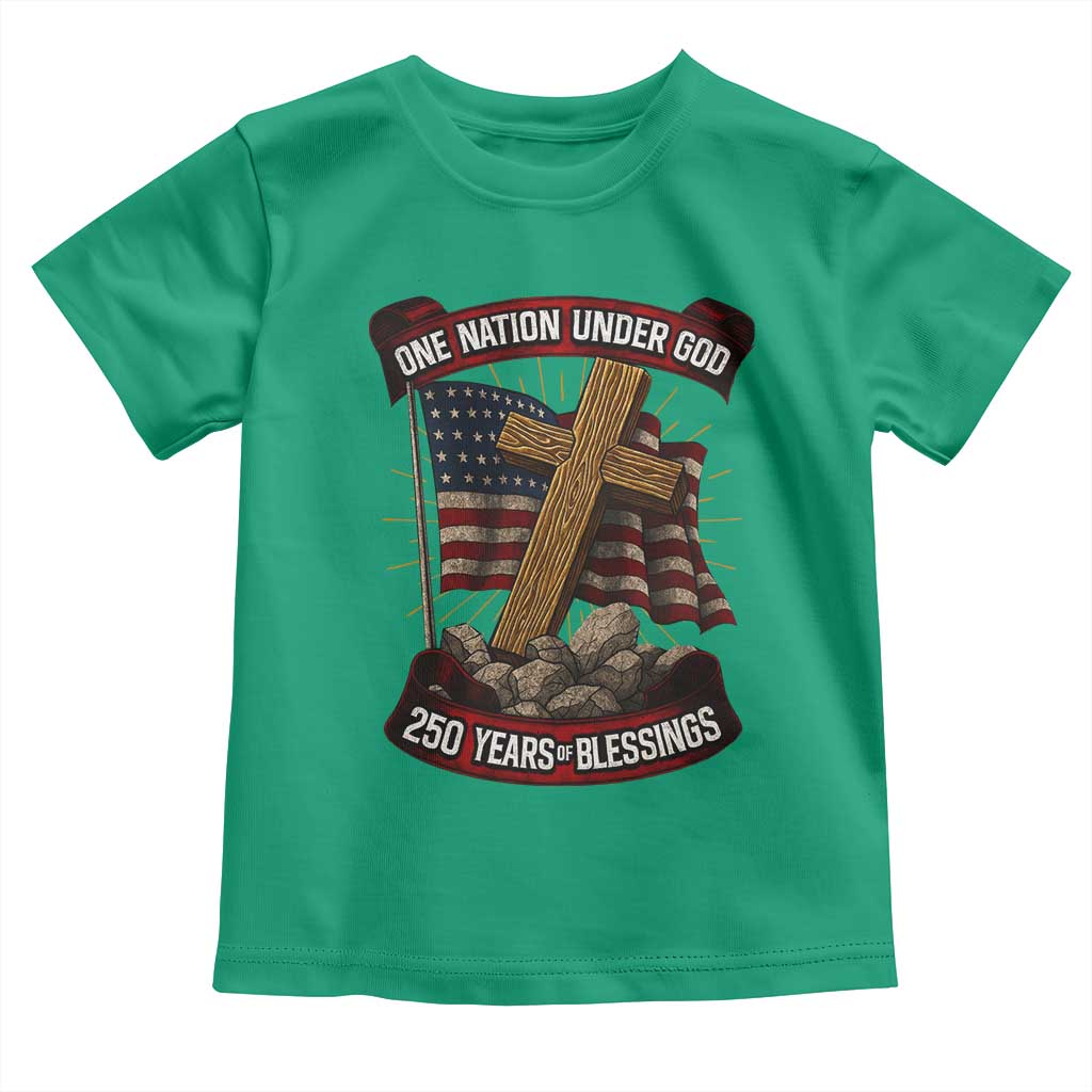 Blessings America Toddler T Shirt One Nation Under God USA 250th Anniversary Patriotic Christian - Wonder Print Shop