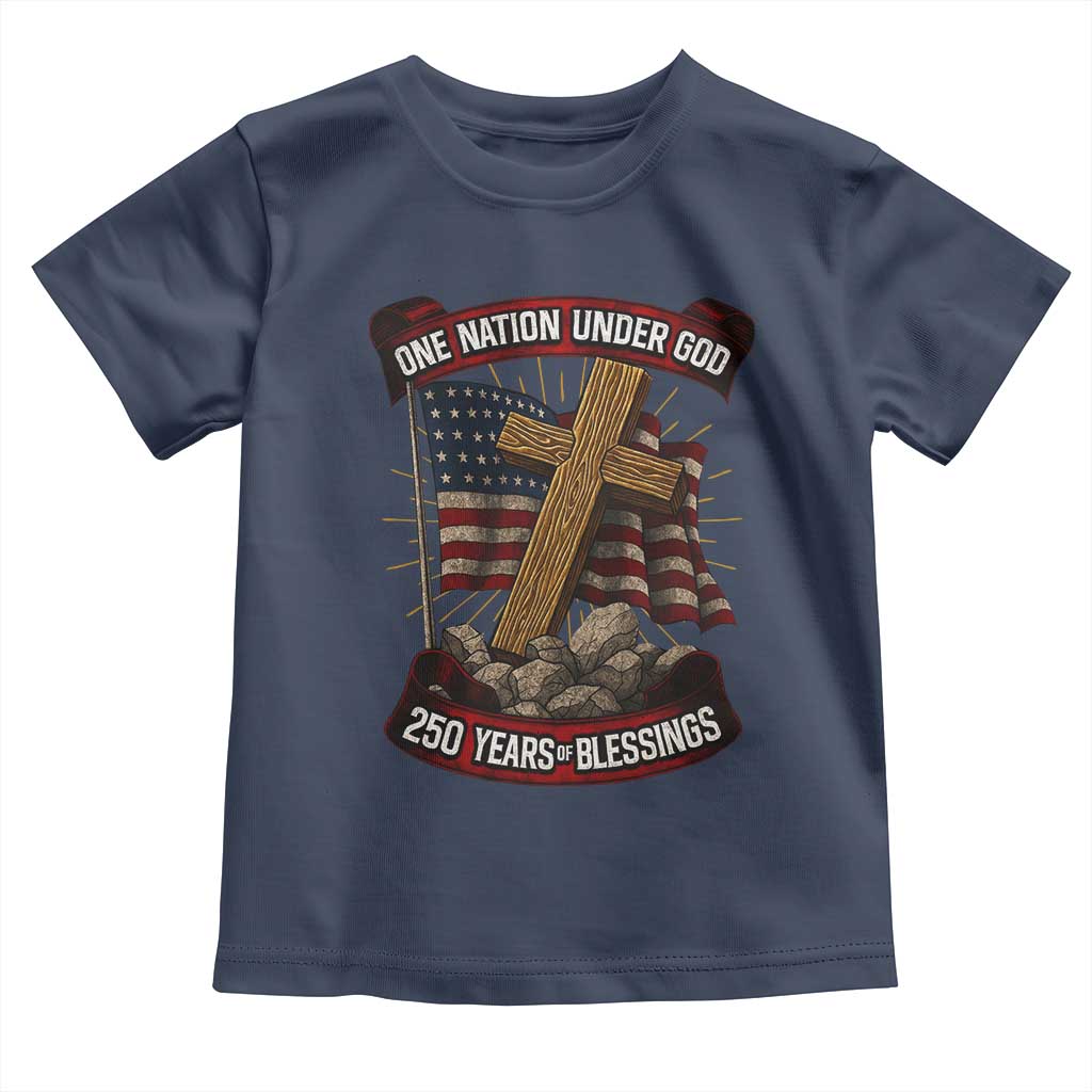 Blessings America Toddler T Shirt One Nation Under God USA 250th Anniversary Patriotic Christian - Wonder Print Shop