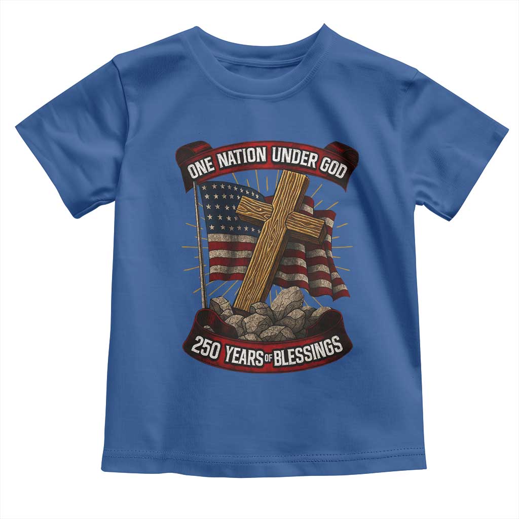 Blessings America Toddler T Shirt One Nation Under God USA 250th Anniversary Patriotic Christian - Wonder Print Shop