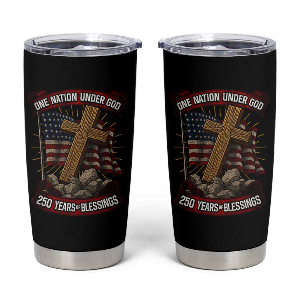 Blessings America Tumbler Cup One Nation Under God USA 250th Anniversary Patriotic Christian - Wonder Print Shop