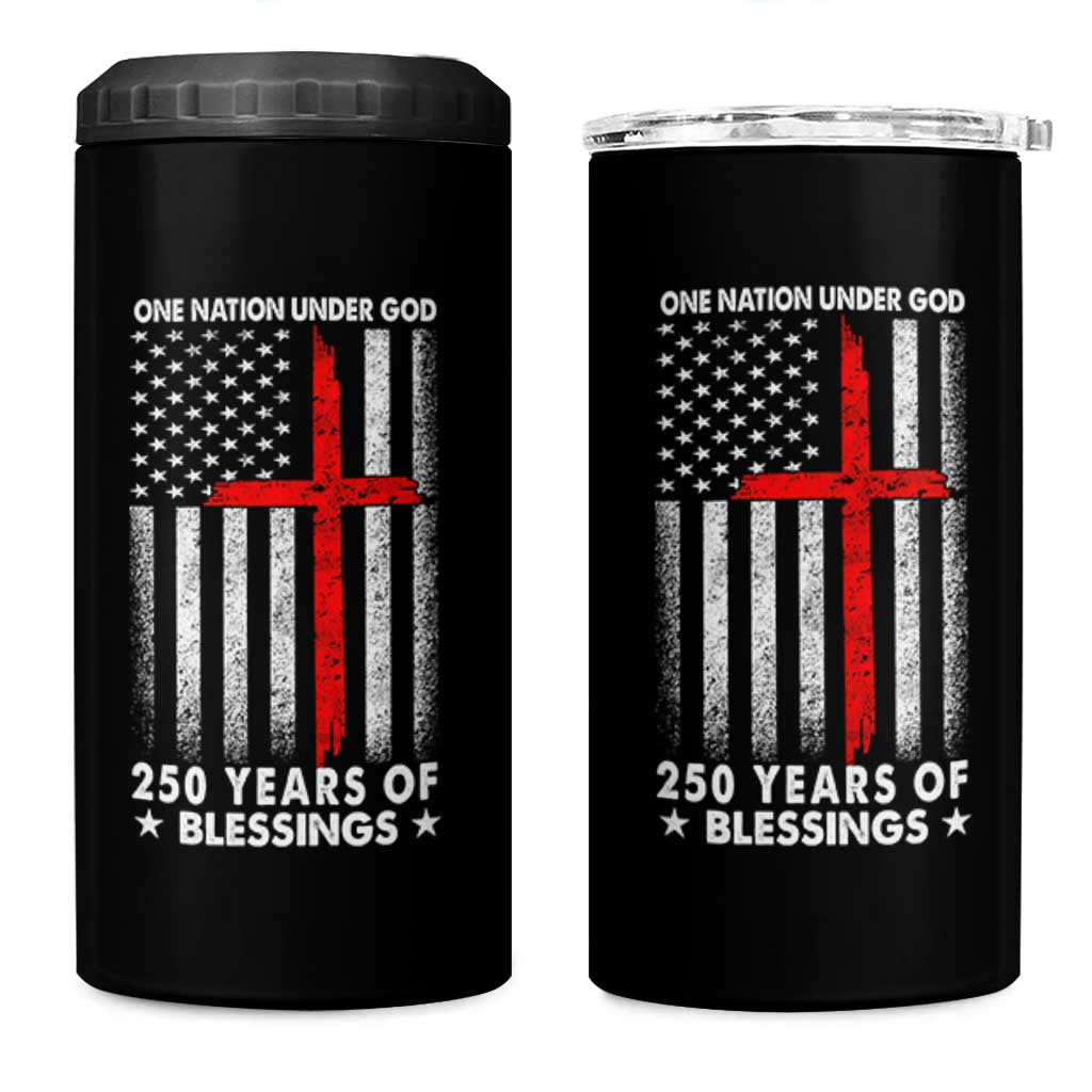 One Nation Under God 4 in 1 Can Cooler Tumbler USA 250th Anniversary Patriotic Christian One Nation Under God - Wonder Print Shop