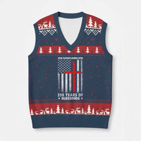 One Nation Under God V-Neck Knit Sweater Vest USA 250th Anniversary Patriotic Christian One Nation Under God - Wonder Print Shop