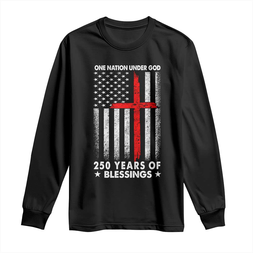 One Nation Under God Long Sleeve Shirt USA 250th Anniversary Patriotic Christian One Nation Under God - Wonder Print Shop