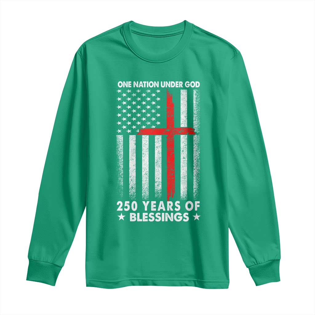 One Nation Under God Long Sleeve Shirt USA 250th Anniversary Patriotic Christian One Nation Under God - Wonder Print Shop
