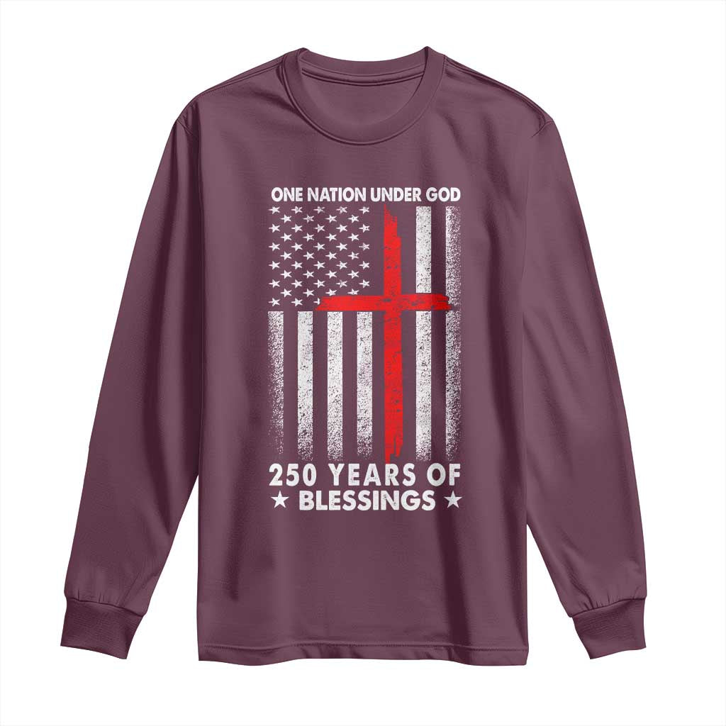 One Nation Under God Long Sleeve Shirt USA 250th Anniversary Patriotic Christian One Nation Under God - Wonder Print Shop