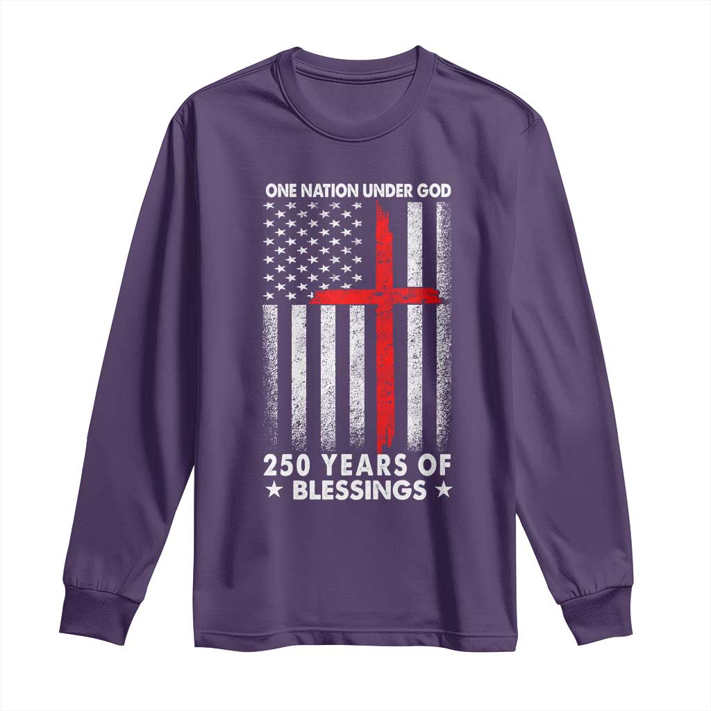 One Nation Under God Long Sleeve Shirt USA 250th Anniversary Patriotic Christian One Nation Under God - Wonder Print Shop