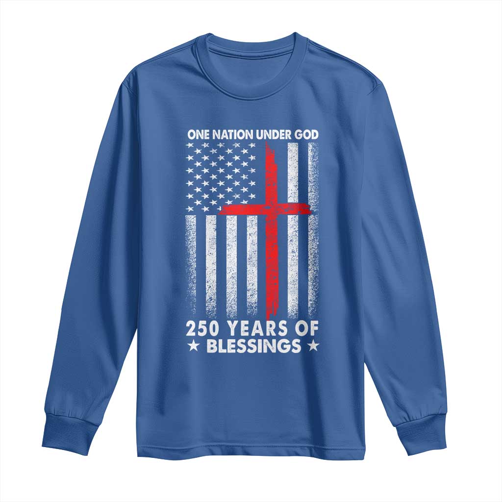 One Nation Under God Long Sleeve Shirt USA 250th Anniversary Patriotic Christian One Nation Under God - Wonder Print Shop