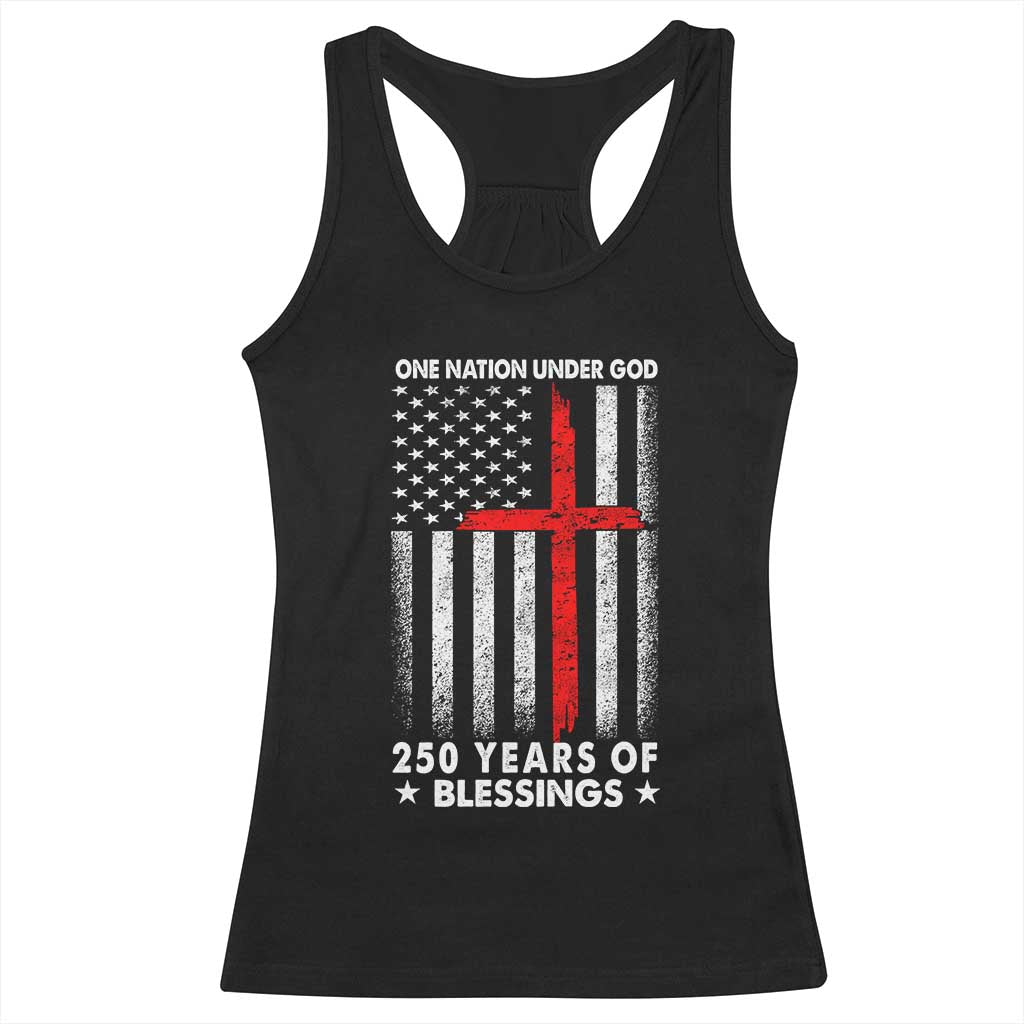 One Nation Under God Racerback Tank Top USA 250th Anniversary Patriotic Christian One Nation Under God - Wonder Print Shop