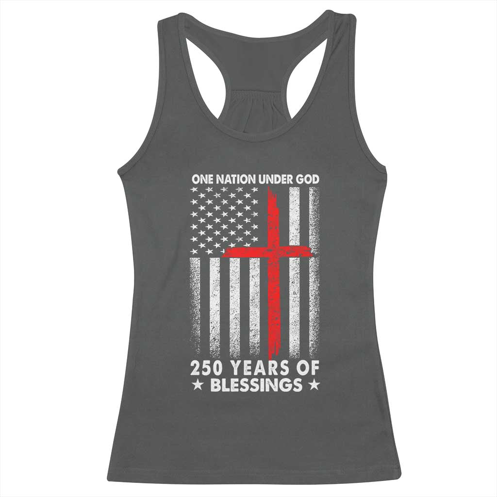 One Nation Under God Racerback Tank Top USA 250th Anniversary Patriotic Christian One Nation Under God - Wonder Print Shop