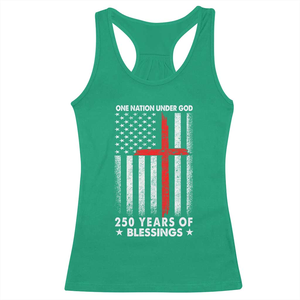 One Nation Under God Racerback Tank Top USA 250th Anniversary Patriotic Christian One Nation Under God - Wonder Print Shop