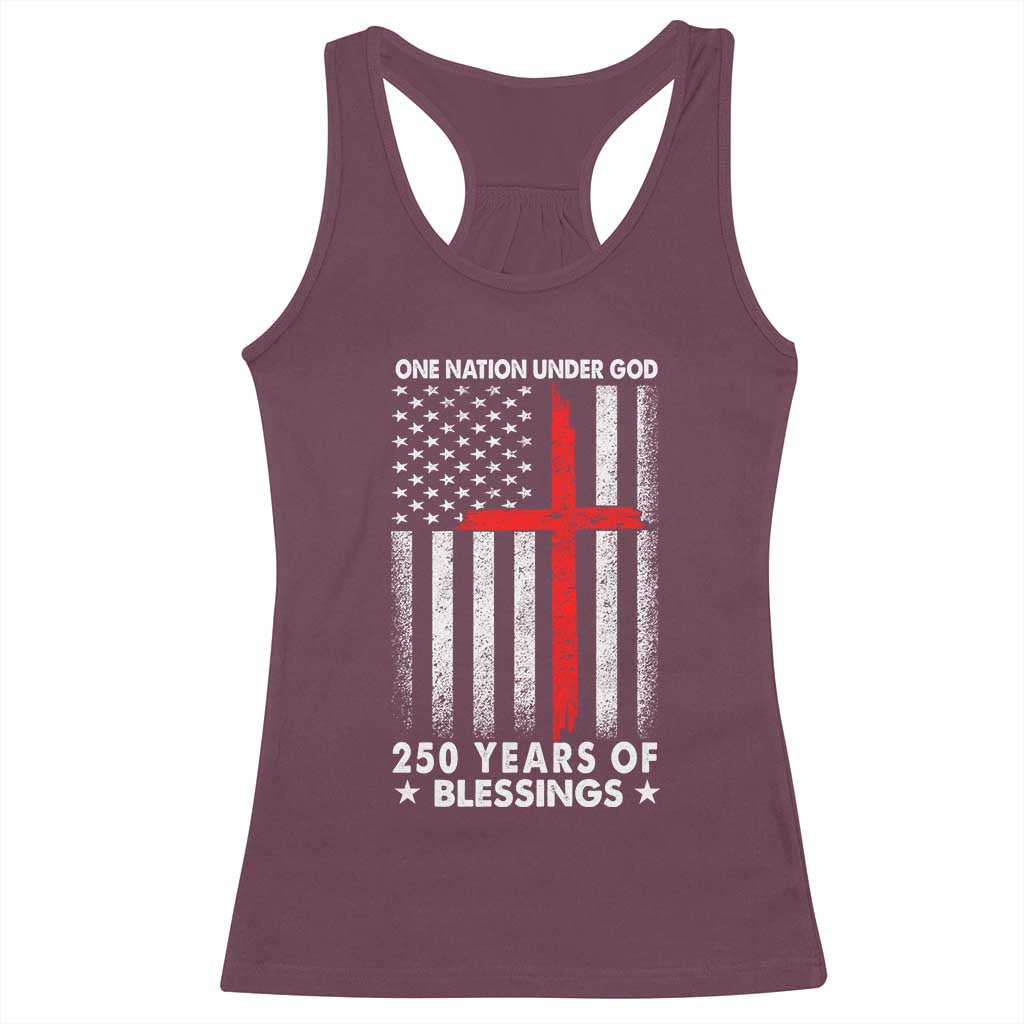 One Nation Under God Racerback Tank Top USA 250th Anniversary Patriotic Christian One Nation Under God - Wonder Print Shop