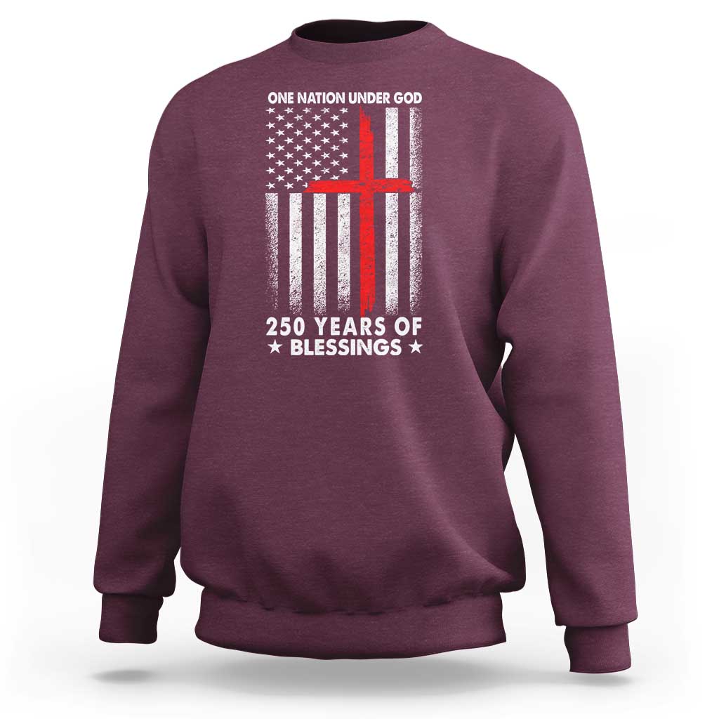 One Nation Under God Sweatshirt USA 250th Anniversary Patriotic Christian One Nation Under God - Wonder Print Shop