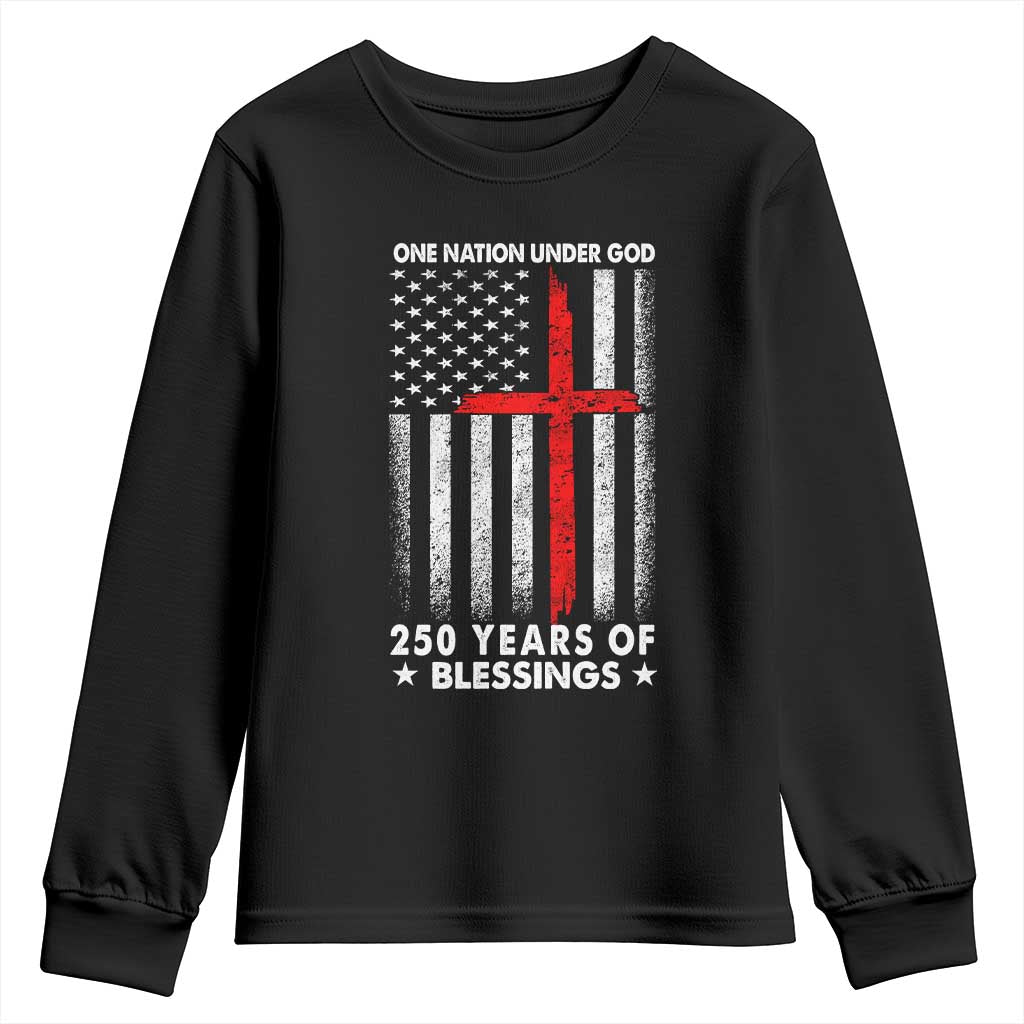 One Nation Under God Youth Sweatshirt USA 250th Anniversary Patriotic Christian One Nation Under God - Wonder Print Shop