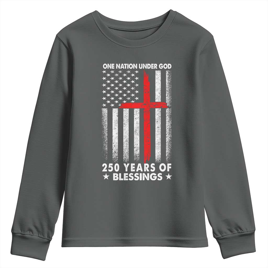 One Nation Under God Youth Sweatshirt USA 250th Anniversary Patriotic Christian One Nation Under God - Wonder Print Shop