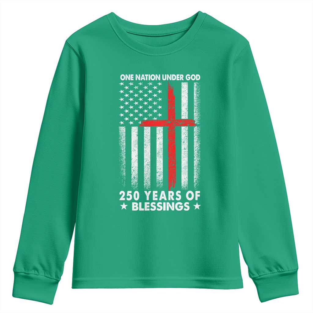 One Nation Under God Youth Sweatshirt USA 250th Anniversary Patriotic Christian One Nation Under God - Wonder Print Shop
