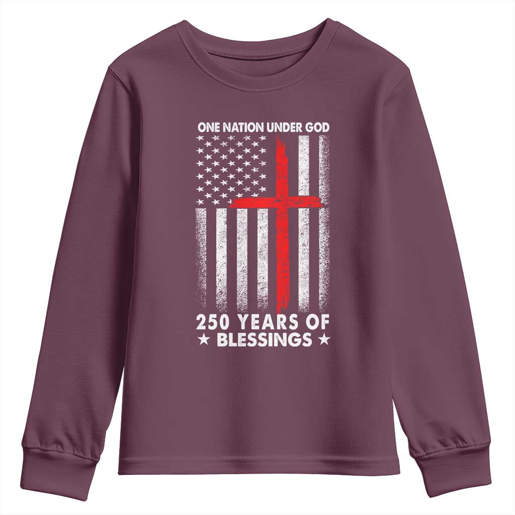 One Nation Under God Youth Sweatshirt USA 250th Anniversary Patriotic Christian One Nation Under God - Wonder Print Shop