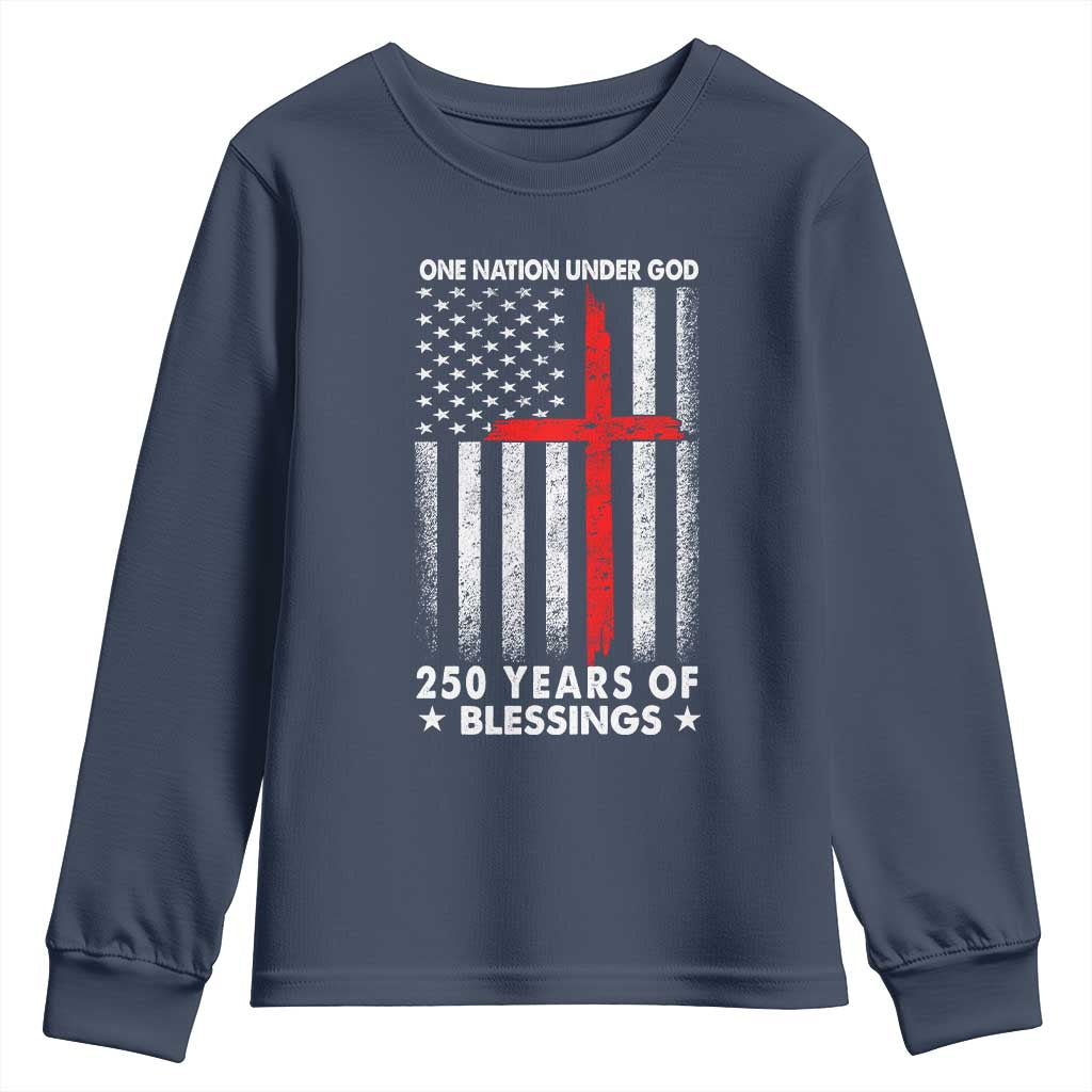 One Nation Under God Youth Sweatshirt USA 250th Anniversary Patriotic Christian One Nation Under God - Wonder Print Shop