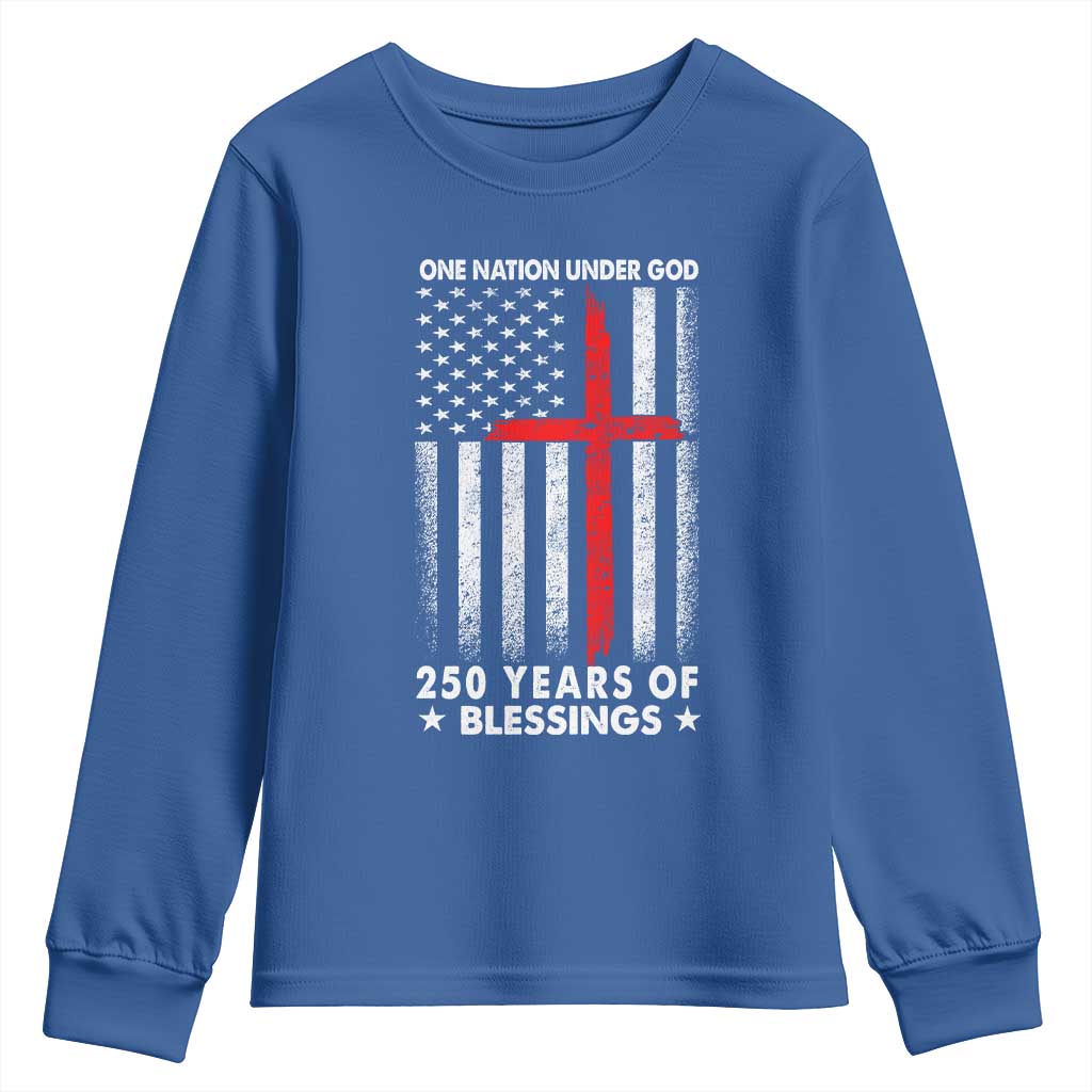 One Nation Under God Youth Sweatshirt USA 250th Anniversary Patriotic Christian One Nation Under God - Wonder Print Shop