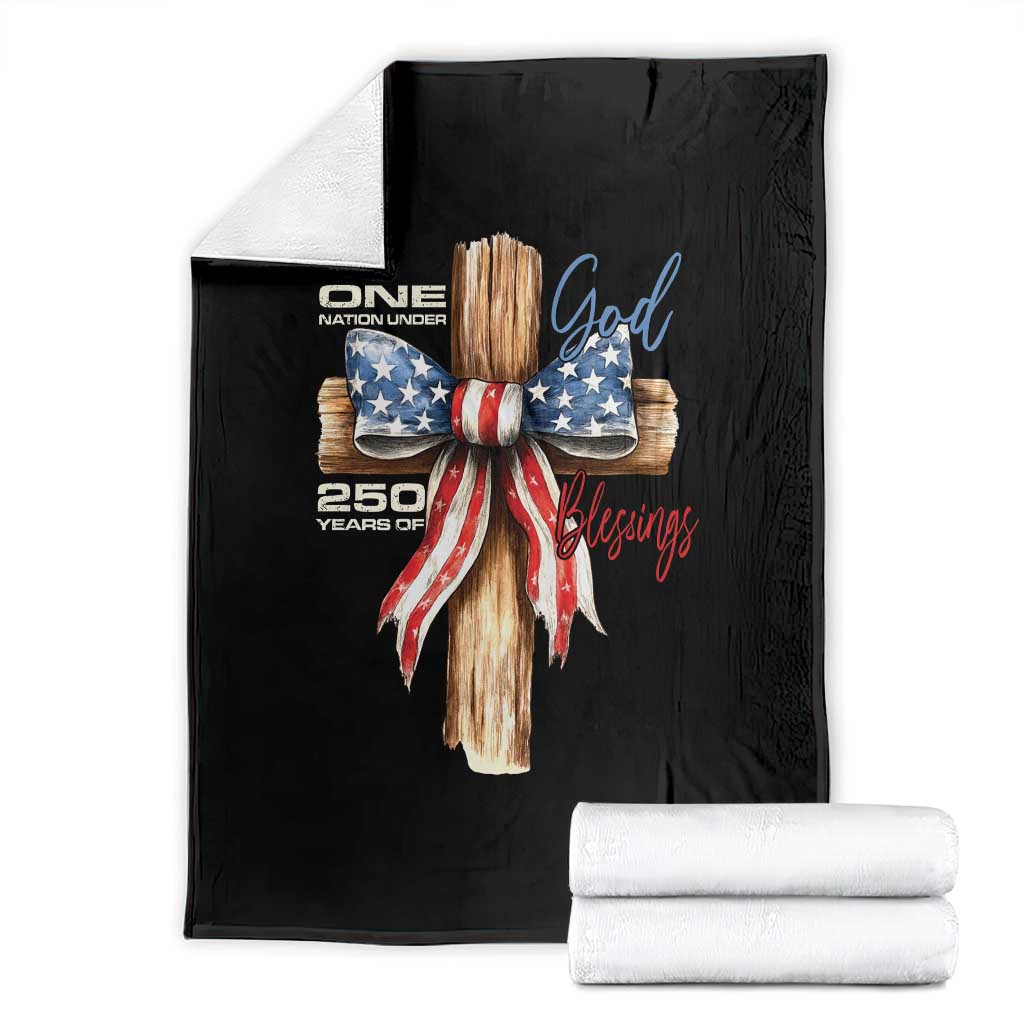 250 Years America Throw Blanket Coquette Bow Cross American 4th Of July 250th Anniversary - Wonder Print Shop