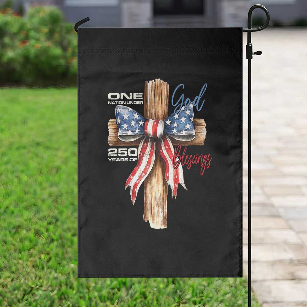 250 Years America Garden Flag Coquette Bow Cross American 4th Of July 250th Anniversary - Wonder Print Shop