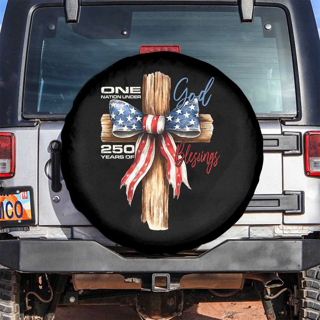 250 Years America Spare Tire Cover Coquette Bow Cross American 4th Of July 250th Anniversary - Wonder Print Shop