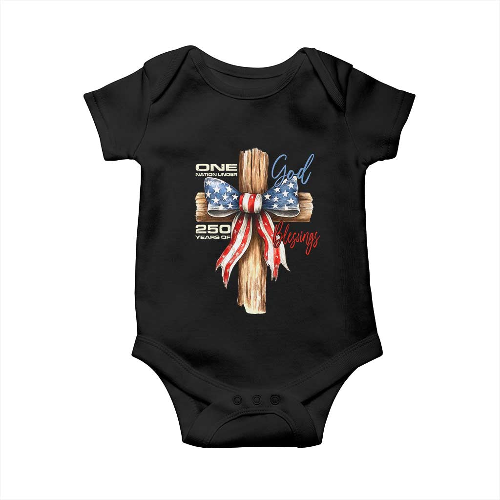 250 Years America Baby Onesie Coquette Bow Cross American 4th Of July 250th Anniversary - Wonder Print Shop