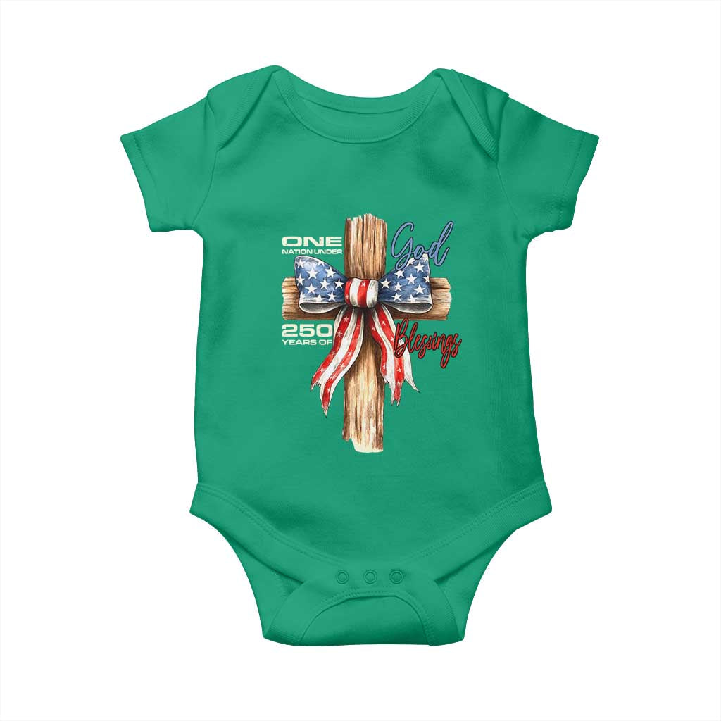 250 Years America Baby Onesie Coquette Bow Cross American 4th Of July 250th Anniversary - Wonder Print Shop