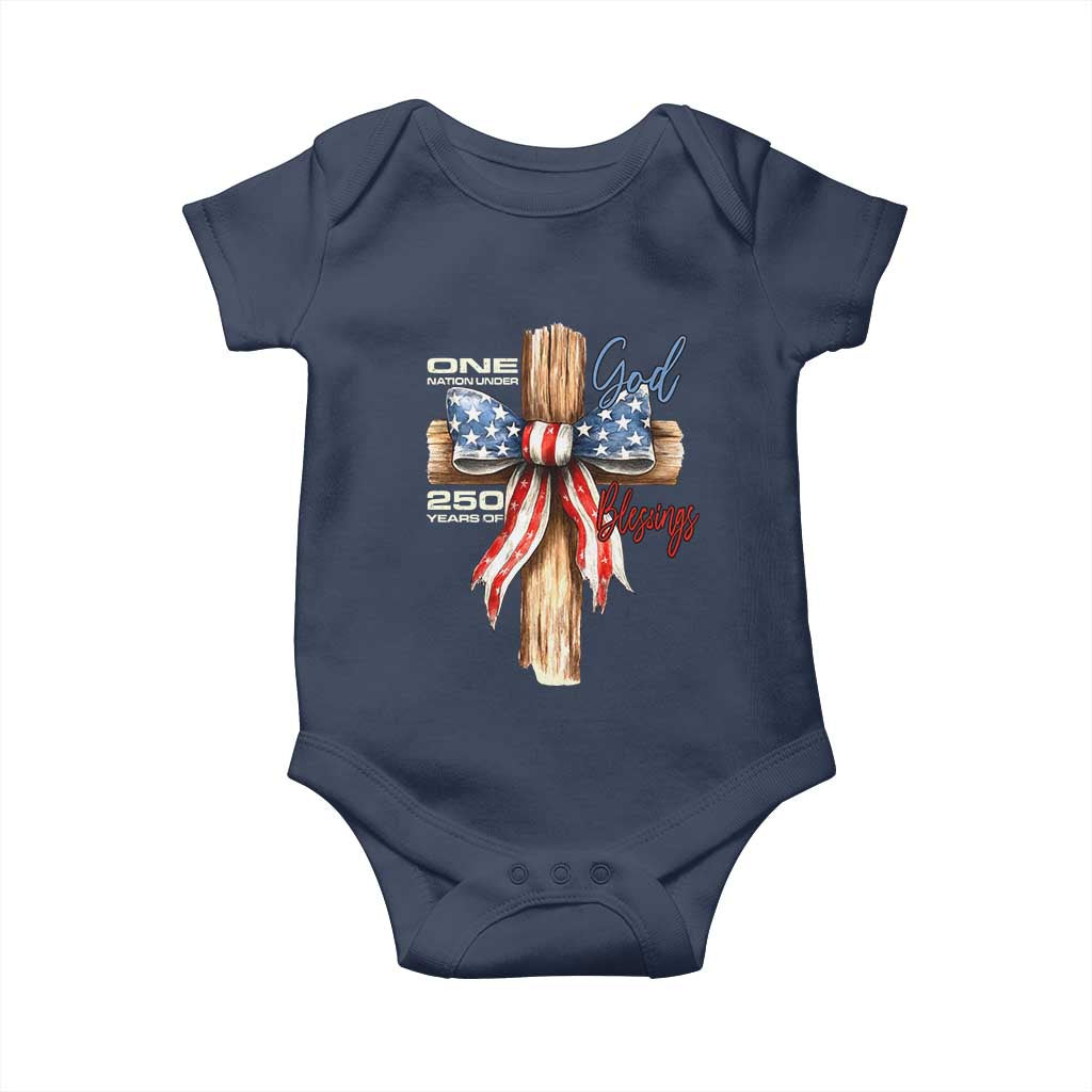 250 Years America Baby Onesie Coquette Bow Cross American 4th Of July 250th Anniversary - Wonder Print Shop