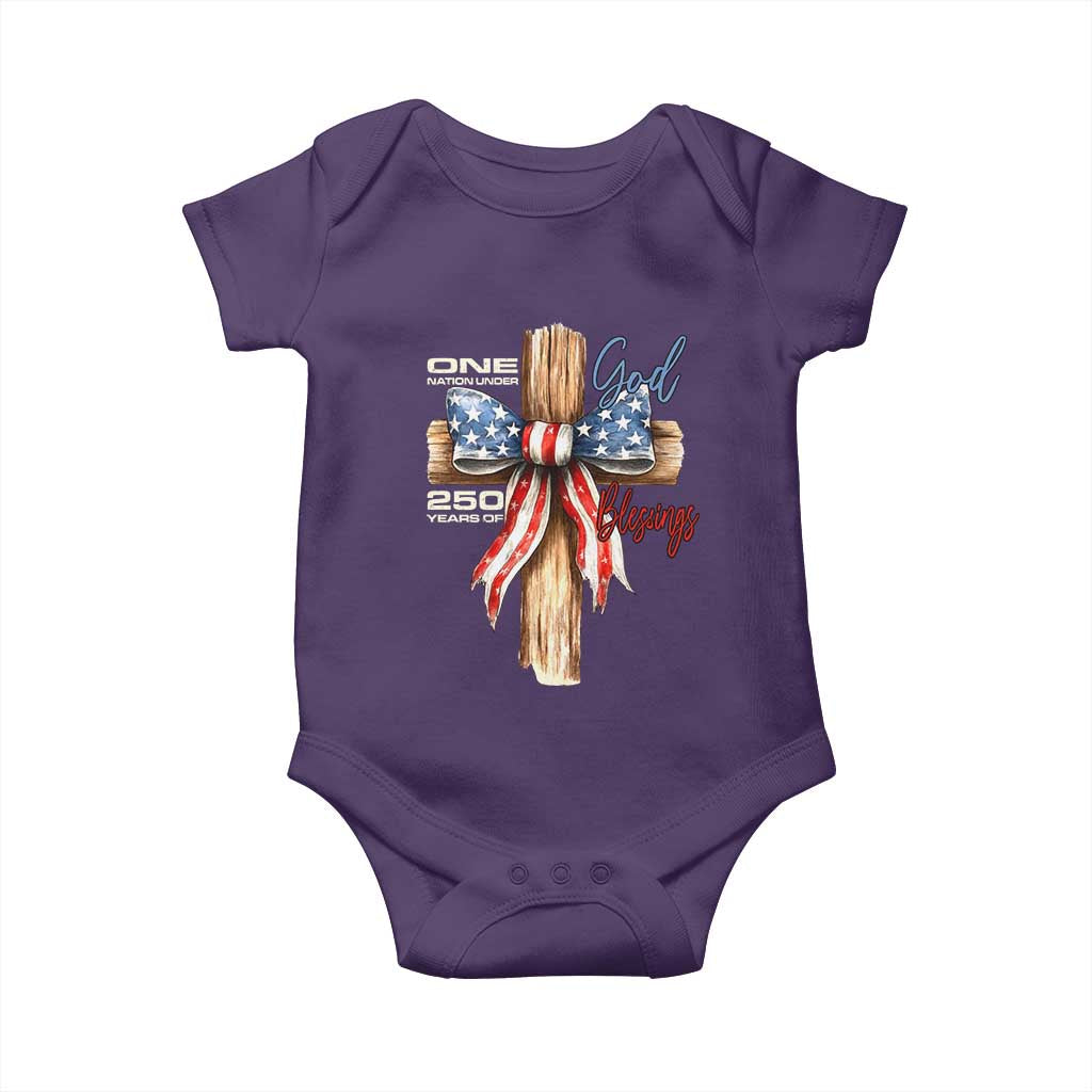 250 Years America Baby Onesie Coquette Bow Cross American 4th Of July 250th Anniversary - Wonder Print Shop