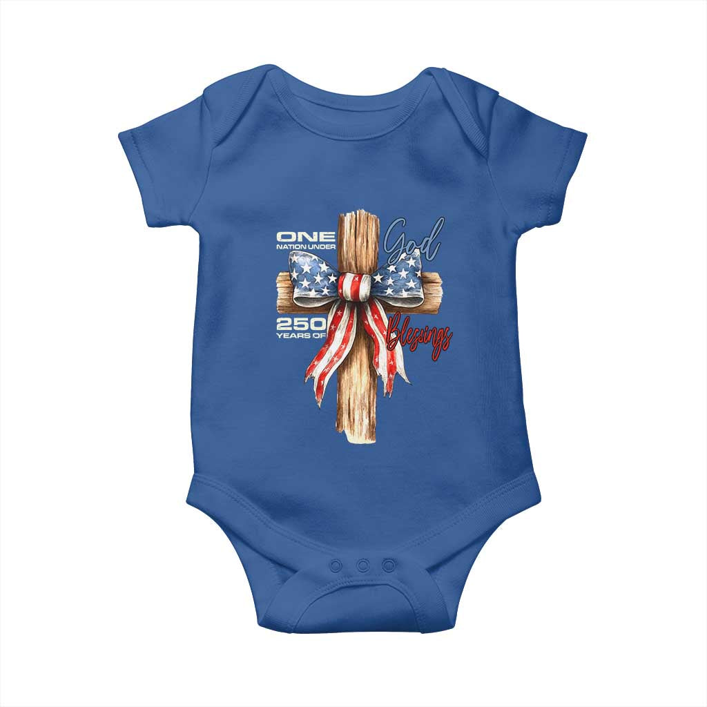 250 Years America Baby Onesie Coquette Bow Cross American 4th Of July 250th Anniversary - Wonder Print Shop