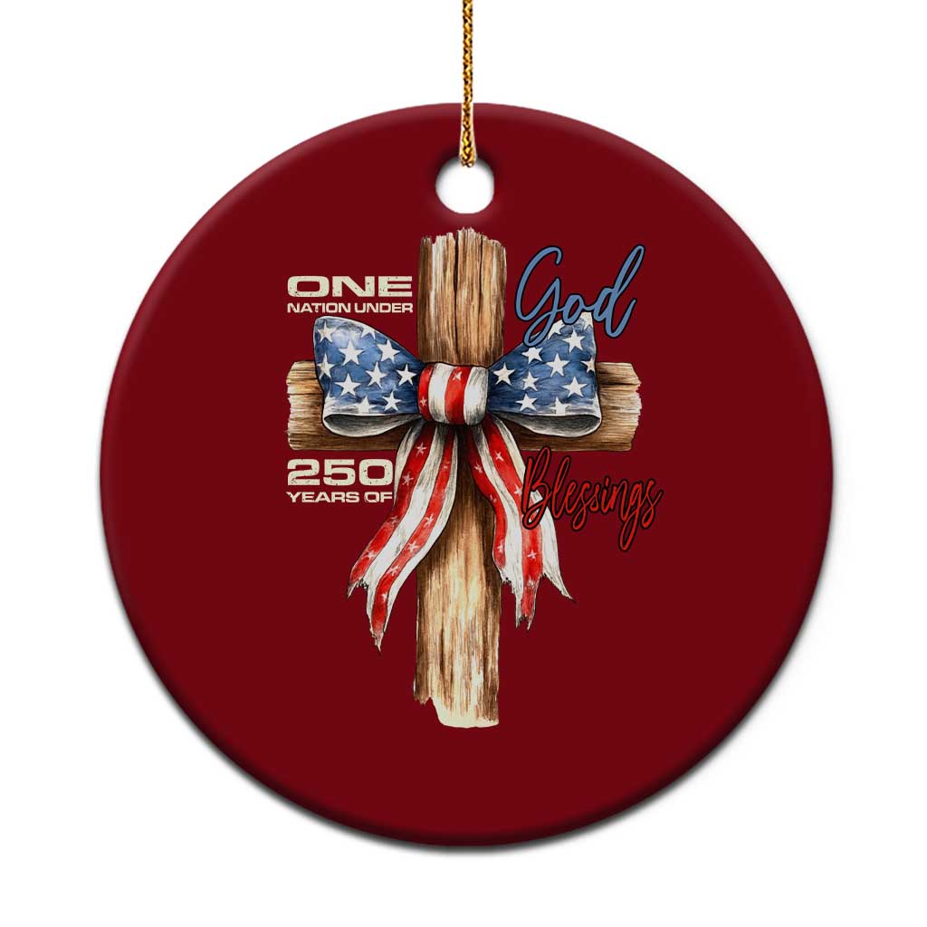 250 Years America Ceramic Ornament Coquette Bow Cross American 4th Of July 250th Anniversary - Wonder Print Shop