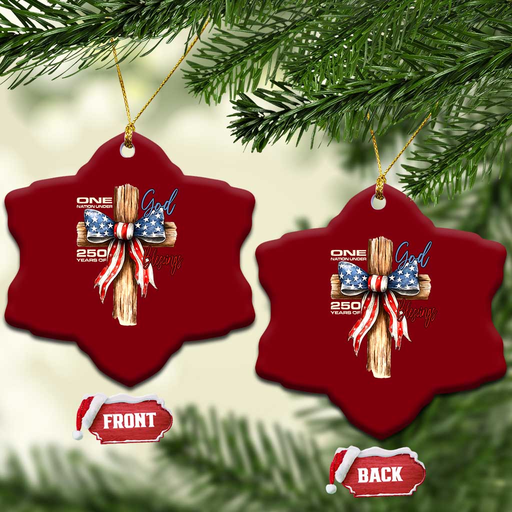 250 Years America Ceramic Ornament Coquette Bow Cross American 4th Of July 250th Anniversary - Wonder Print Shop