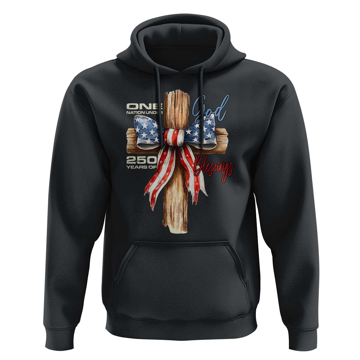250 Years America Hoodie Coquette Bow Cross American 4th Of July 250th Anniversary - Wonder Print Shop