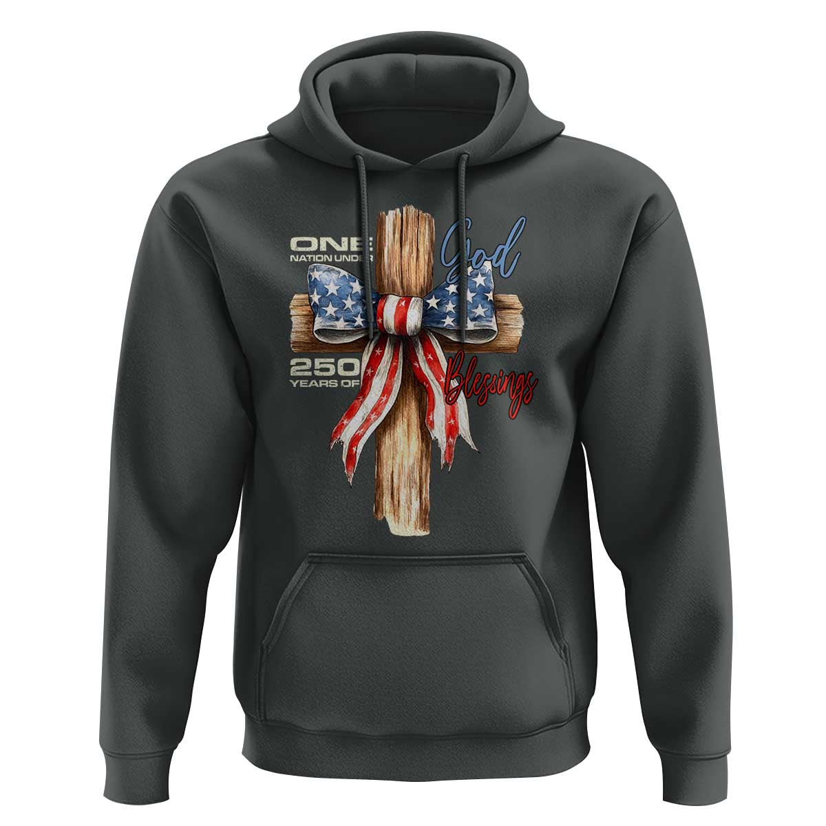 250 Years America Hoodie Coquette Bow Cross American 4th Of July 250th Anniversary - Wonder Print Shop