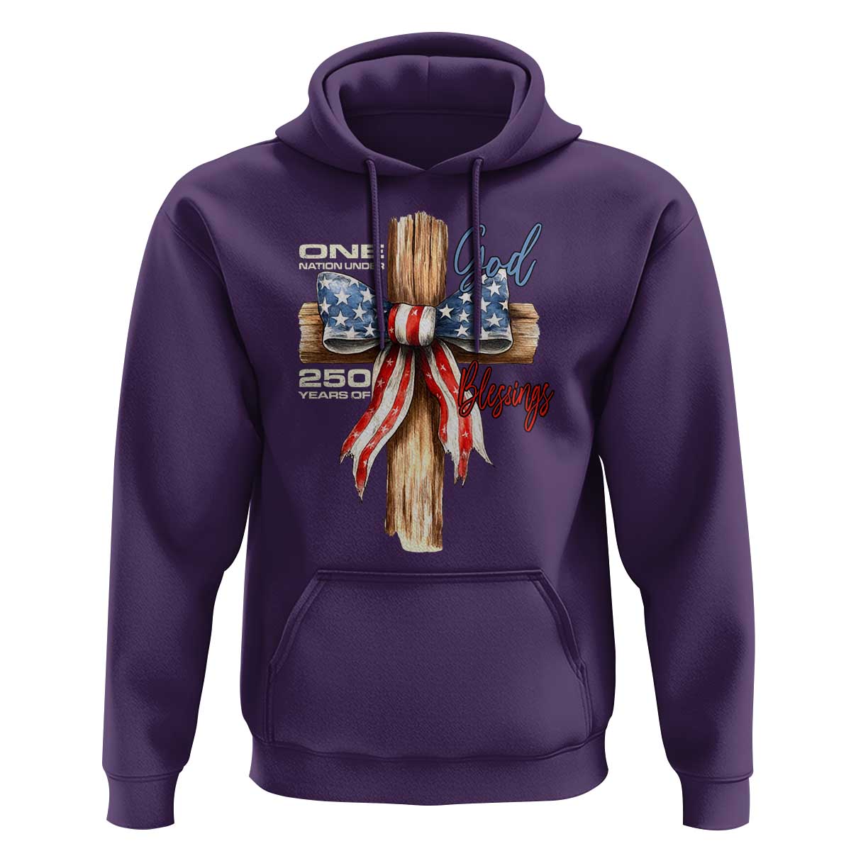 250 Years America Hoodie Coquette Bow Cross American 4th Of July 250th Anniversary - Wonder Print Shop