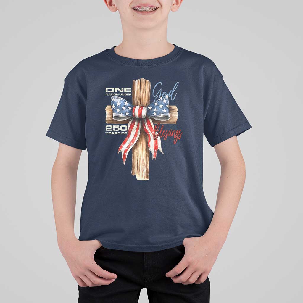 250 Years America T Shirt For Kid Coquette Bow Cross American 4th Of July 250th Anniversary - Wonder Print Shop