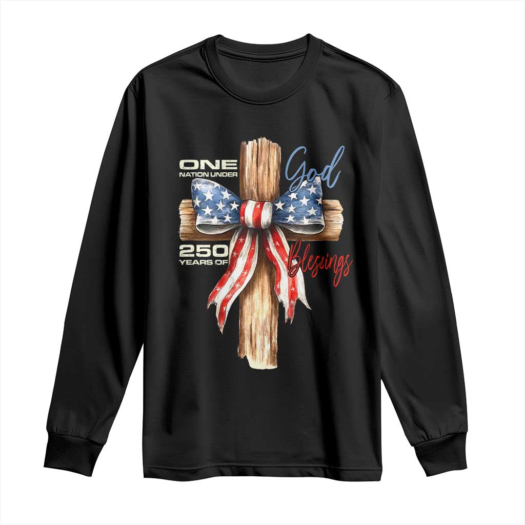 250 Years America Long Sleeve Shirt Coquette Bow Cross American 4th Of July 250th Anniversary - Wonder Print Shop