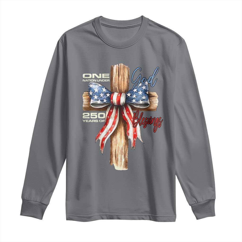 250 Years America Long Sleeve Shirt Coquette Bow Cross American 4th Of July 250th Anniversary - Wonder Print Shop