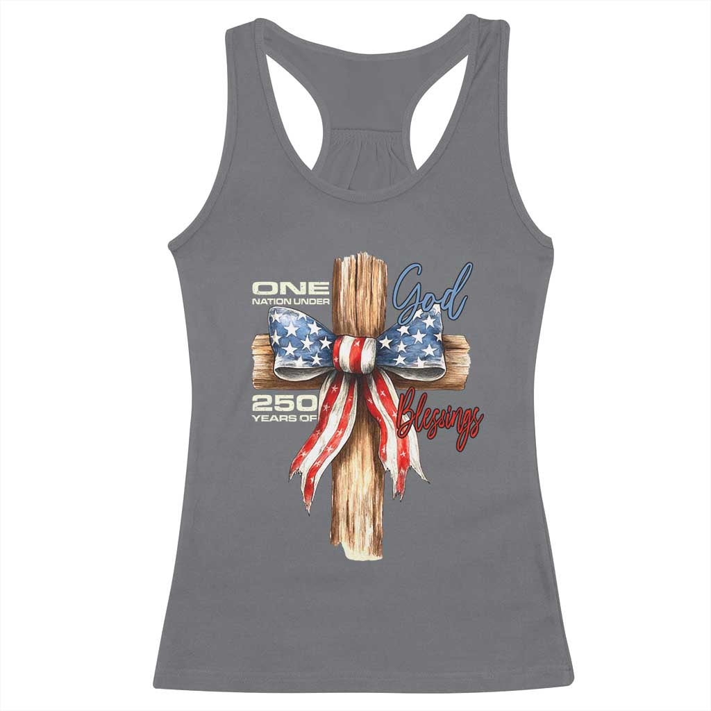 250 Years America Racerback Tank Top Coquette Bow Cross American 4th Of July 250th Anniversary - Wonder Print Shop