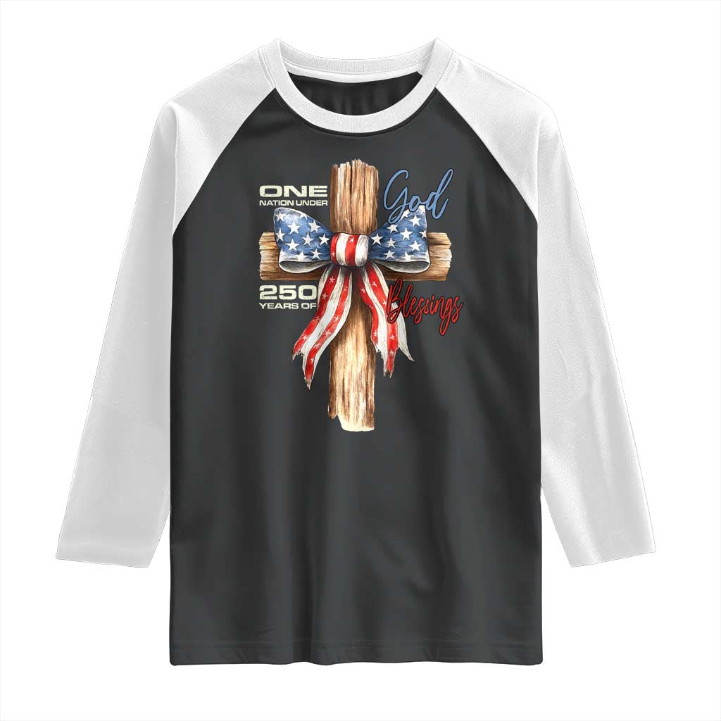 250 Years America Raglan Shirt Coquette Bow Cross American 4th Of July 250th Anniversary - Wonder Print Shop