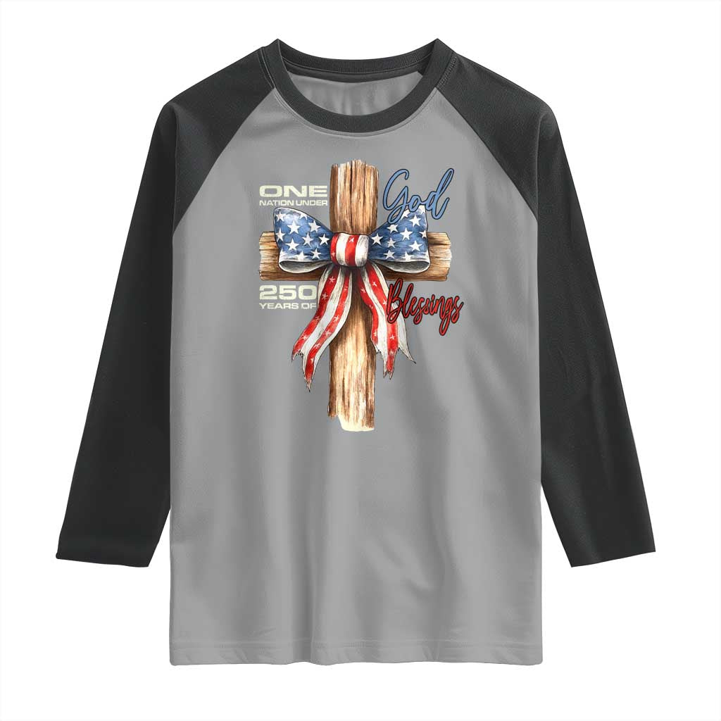 250 Years America Raglan Shirt Coquette Bow Cross American 4th Of July 250th Anniversary - Wonder Print Shop