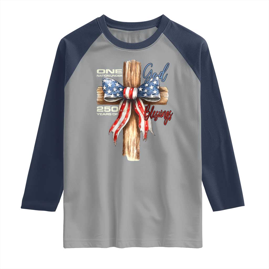 250 Years America Raglan Shirt Coquette Bow Cross American 4th Of July 250th Anniversary - Wonder Print Shop