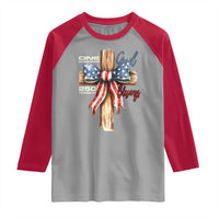 250 Years America Raglan Shirt Coquette Bow Cross American 4th Of July 250th Anniversary - Wonder Print Shop