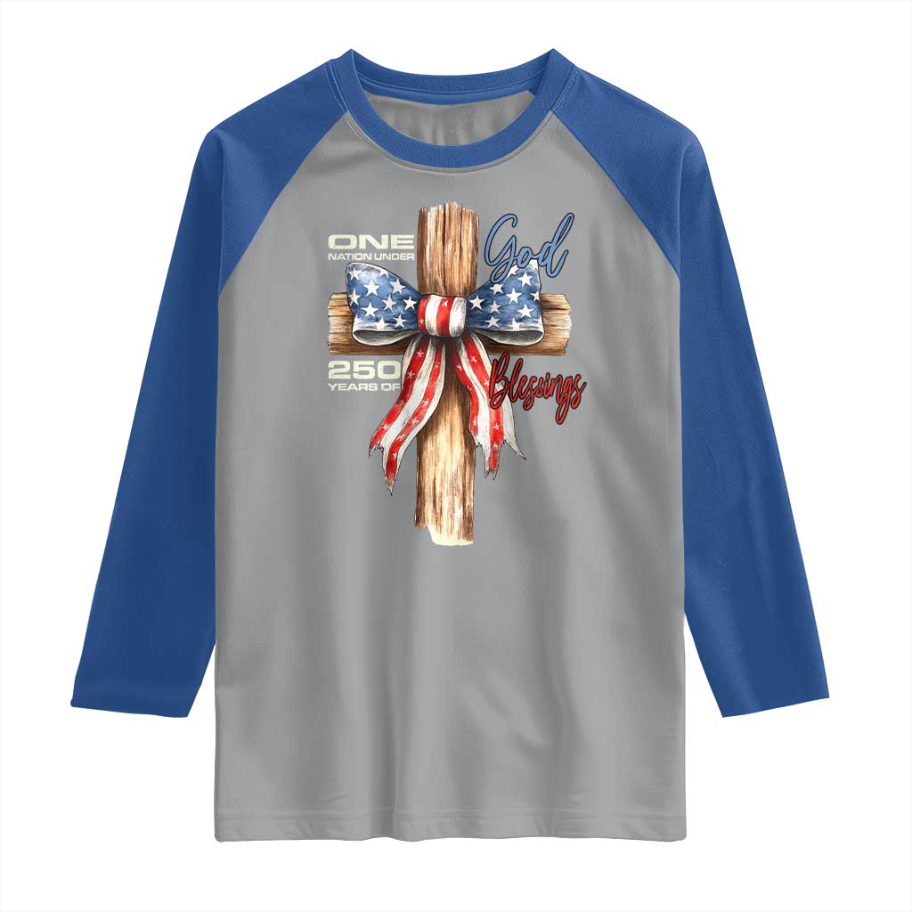 250 Years America Raglan Shirt Coquette Bow Cross American 4th Of July 250th Anniversary - Wonder Print Shop