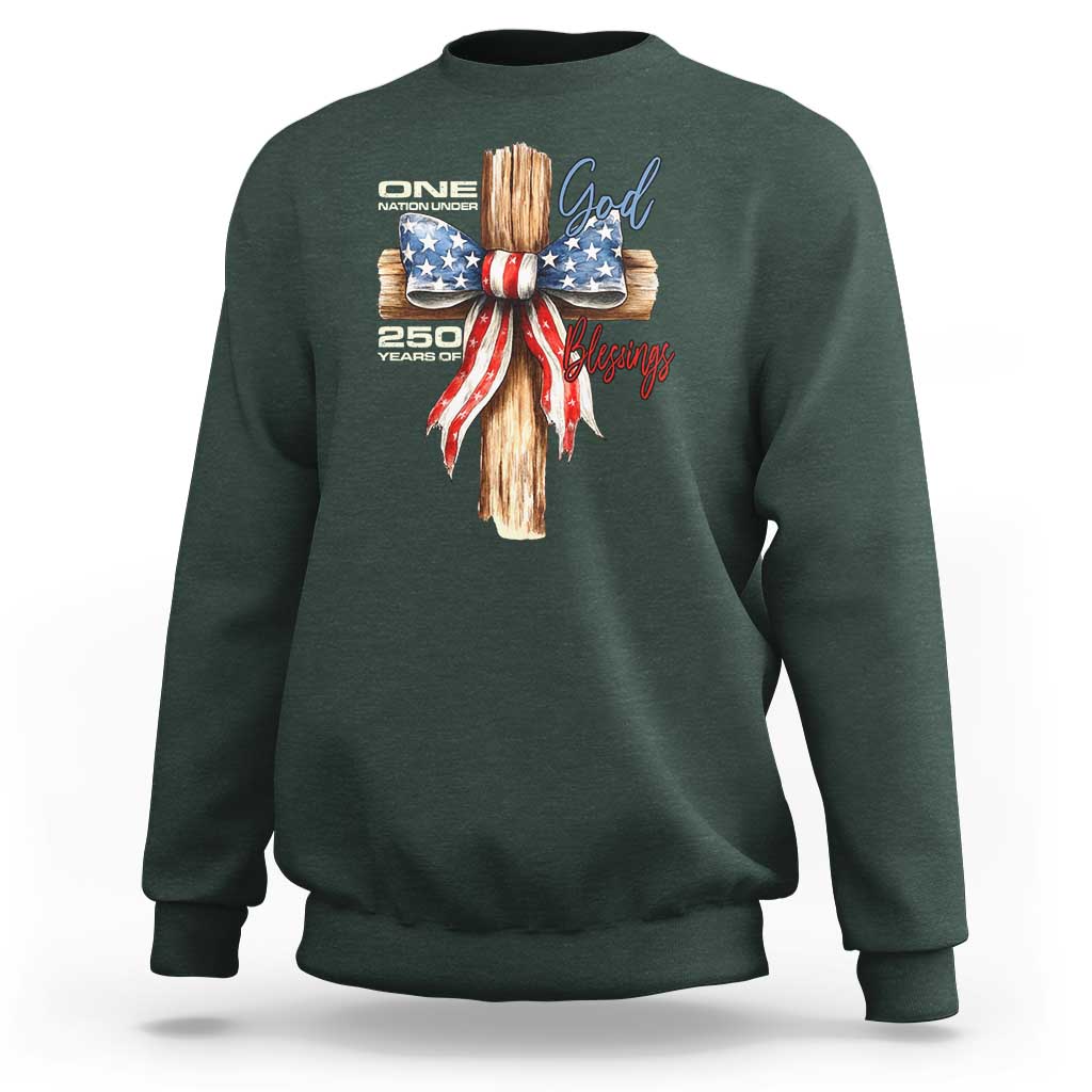 250 Years America Sweatshirt Coquette Bow Cross American 4th Of July 250th Anniversary - Wonder Print Shop
